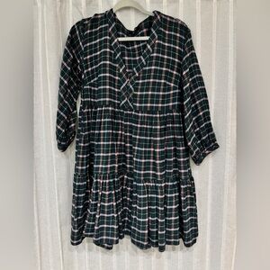 Madewell Plaid Dress - Oversized Dark Green and Pink flannel perfect for fall
